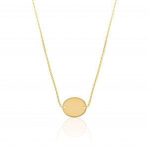 Colier cu pandantiv banut 12mm din aur de 14k
