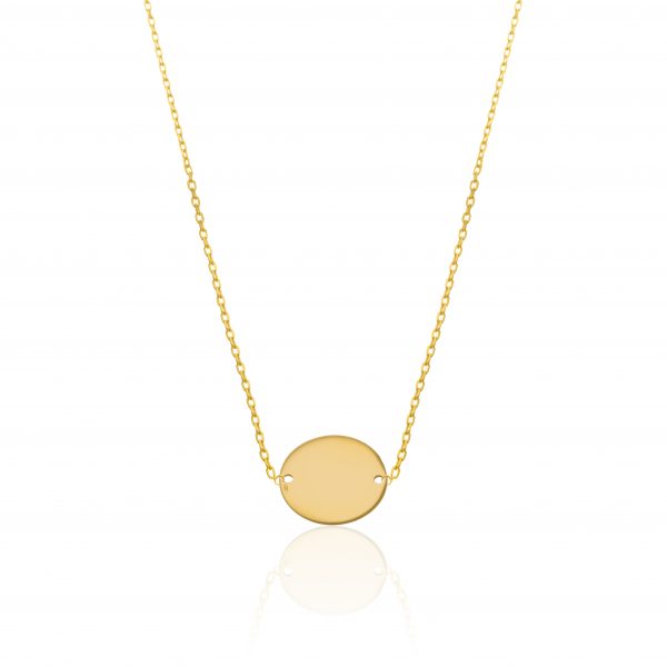 Colier cu pandantiv banut 12mm din aur de 14k
