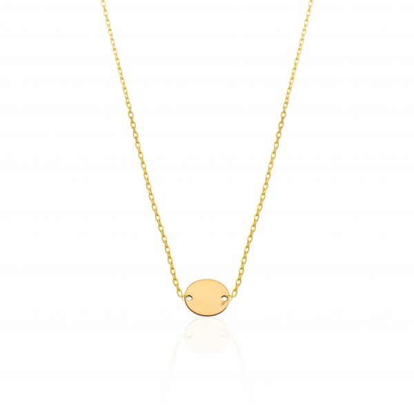Colier cu pandantiv banut 8mm din aur de 14k