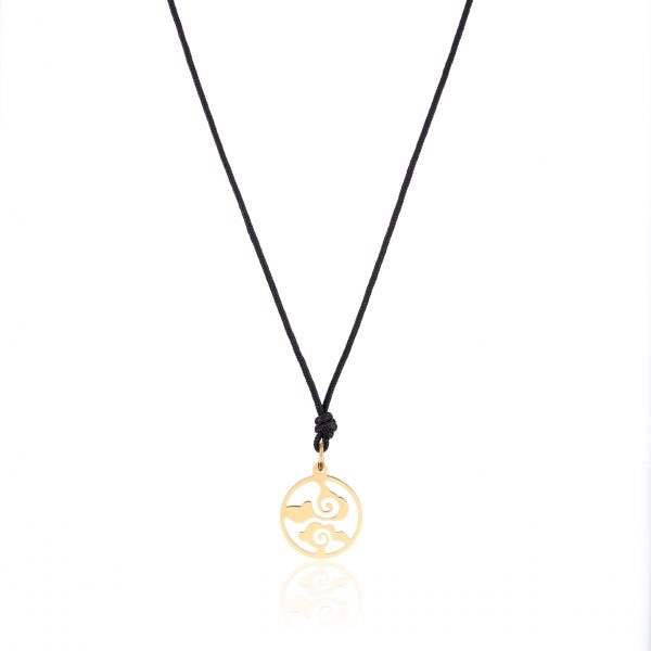 Colier snur cu pandantiv element aer din aur de 14k