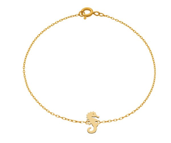 Bratara cu calut de mare din aur de 14k