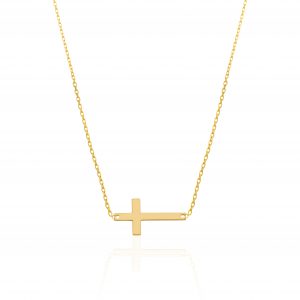 Colier cu pandantiv cruce mica din aur de 14k