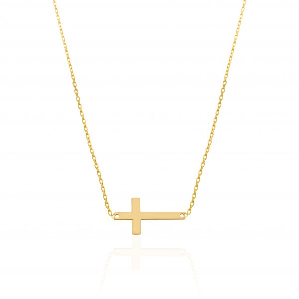 Colier cu pandantiv cruce mica din aur de 14k