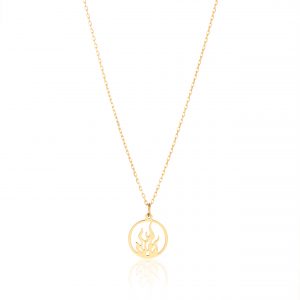 Colier cu pandantiv element foc din aur de 14k