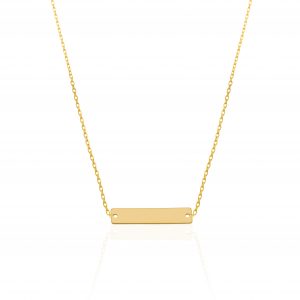 Colier cu pandantiv placuta 20mm din aur de 14k