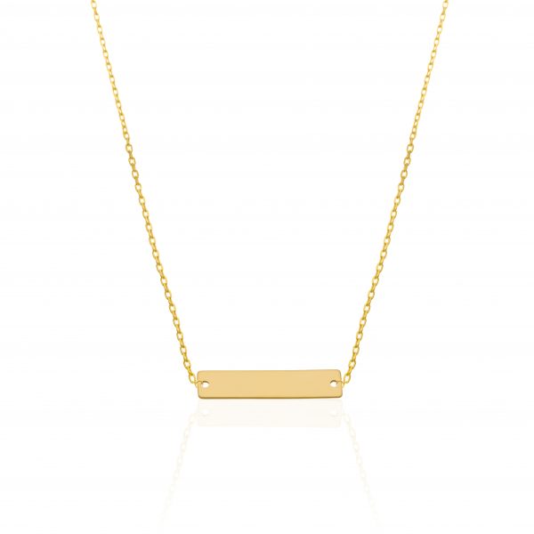 Colier cu pandantiv placuta 20mm din aur de 14k