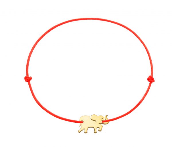 Bratara snur cu elefant din aur de 14k