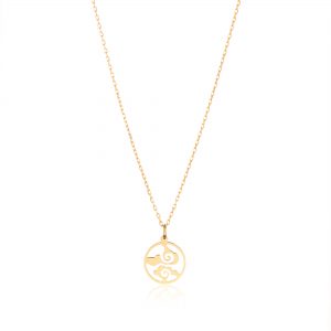 Colier cu pandantiv element aer din aur de 14k