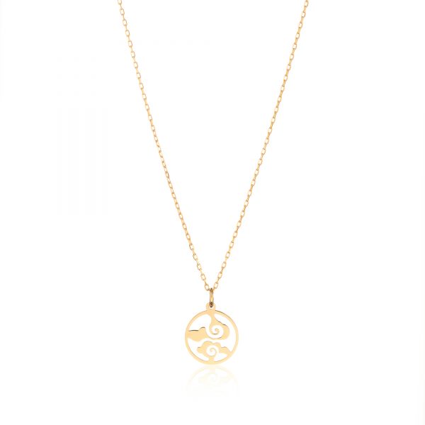 Colier cu pandantiv element aer din aur de 14k