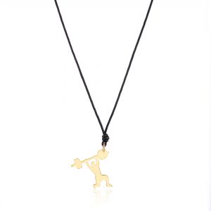 Colier snur cu pandantiv fitness masculin din aur 14k