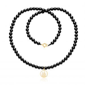 Colier onix cu element foc din aur 14k