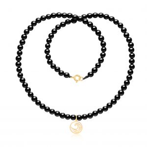 Colier onix cu element apa din aur 14k