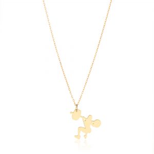 Colier cu pandantiv fitness feminin din aur de 14k