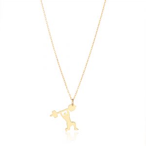 Colier cu pandantiv fitness masculin din aur de 14k