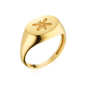 Inel sigiliu (signet ring) oval din aur de 14k